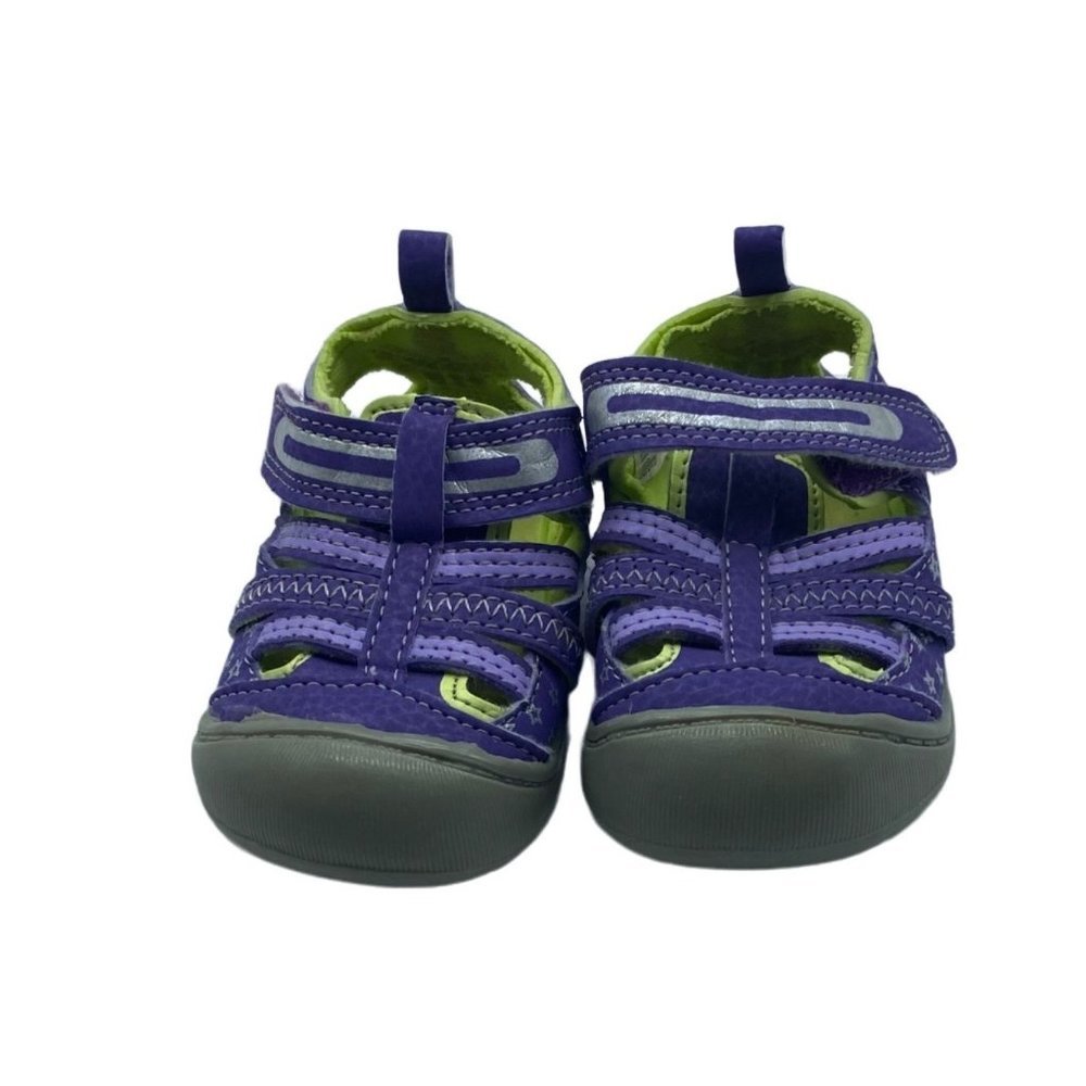 OshKosh B'Gosh Girl Toddler 2 Purple Stars Water Sandals Shoes Hook Loop Closure